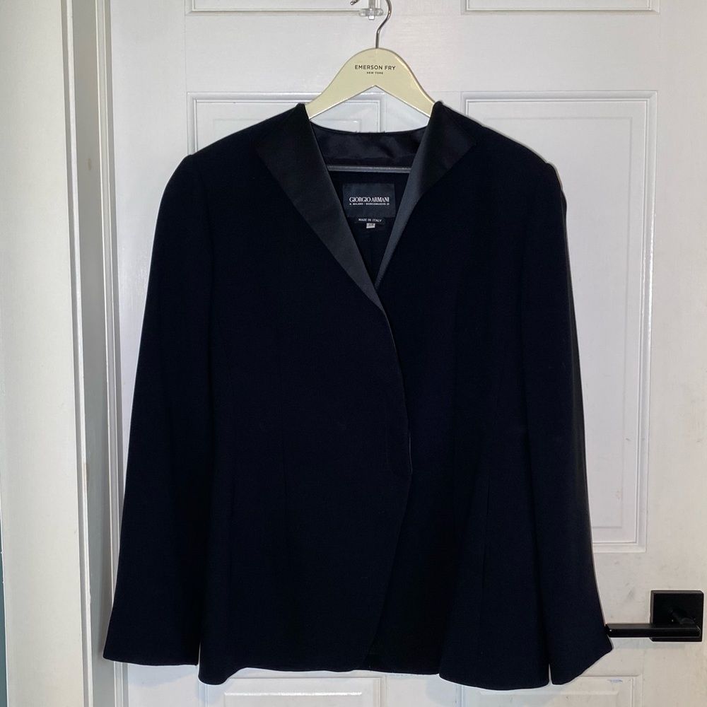 Vintage Giorgio Armani Black Silk Jacket Sz 48